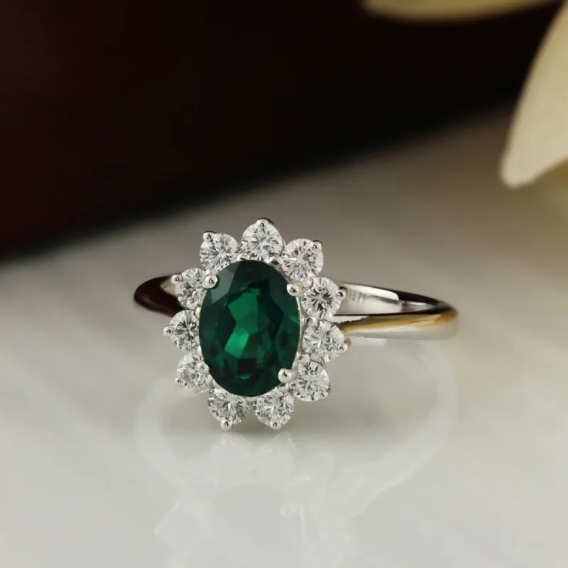 Auriya 1 1/8ct Oval-cut Emerald and Halo Diamond Ring 5/8cttw 18K Gold sold by Zulily