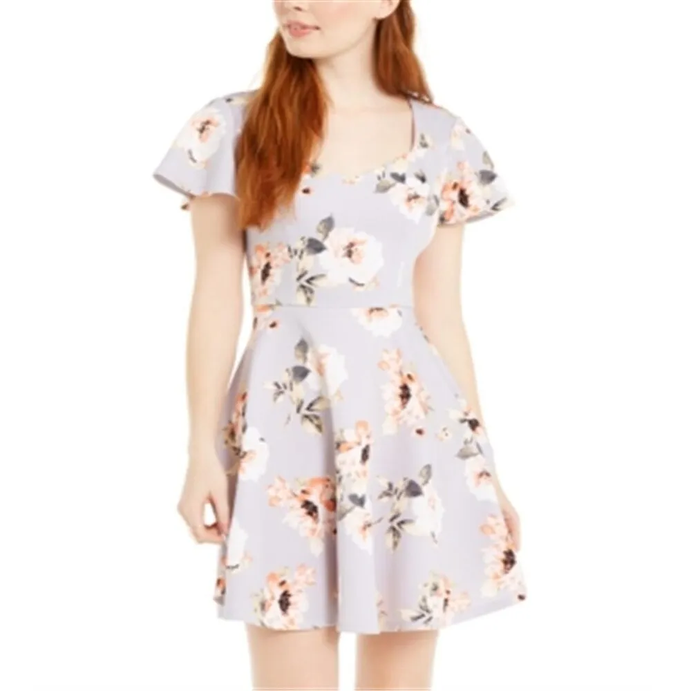 City Studios Women's Cap Sleeve Short Fit Flare Dress Gray Size 3 sold by Zulily