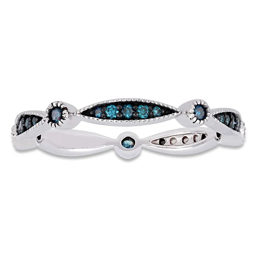 Miadora 10k White Gold with Black Rhodium 1/4ct TDW Blue Diamond Eternity Band sold by Zulily product image thumbnail 2