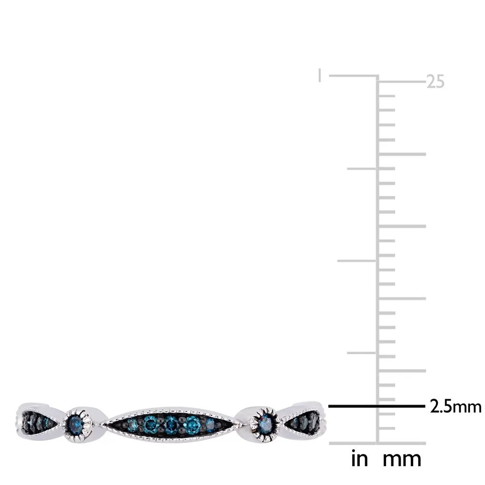 Miadora 10k White Gold with Black Rhodium 1/4ct TDW Blue Diamond Eternity Band sold by Zulily product image thumbnail 4