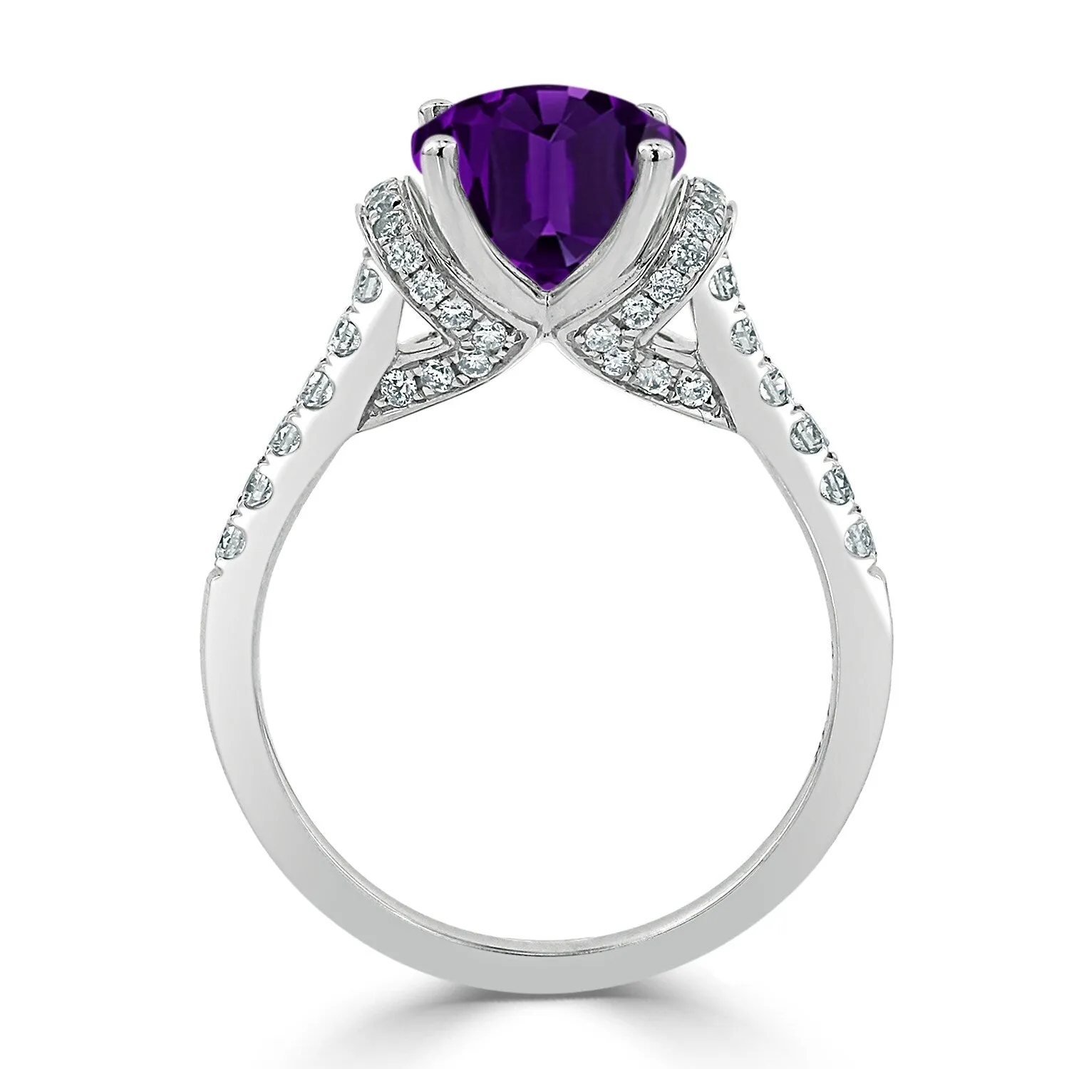 Auriya Modern 1 3/8ct Oval Purple Amethyst and Diamond Engagement Ring 3/8cttw 14k Gold sold by Zulily product image thumbnail 5