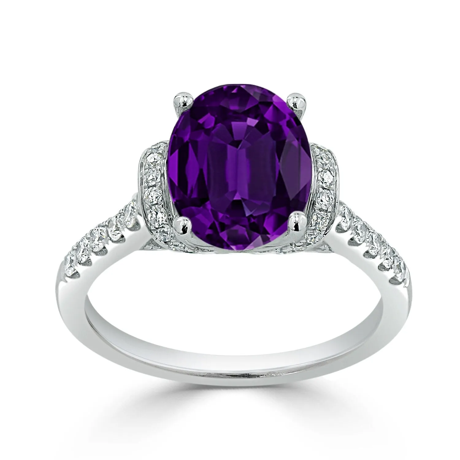 Auriya Modern 1 3/8ct Oval Purple Amethyst and Diamond Engagement Ring 3/8cttw 14k Gold sold by Zulily product image thumbnail 3