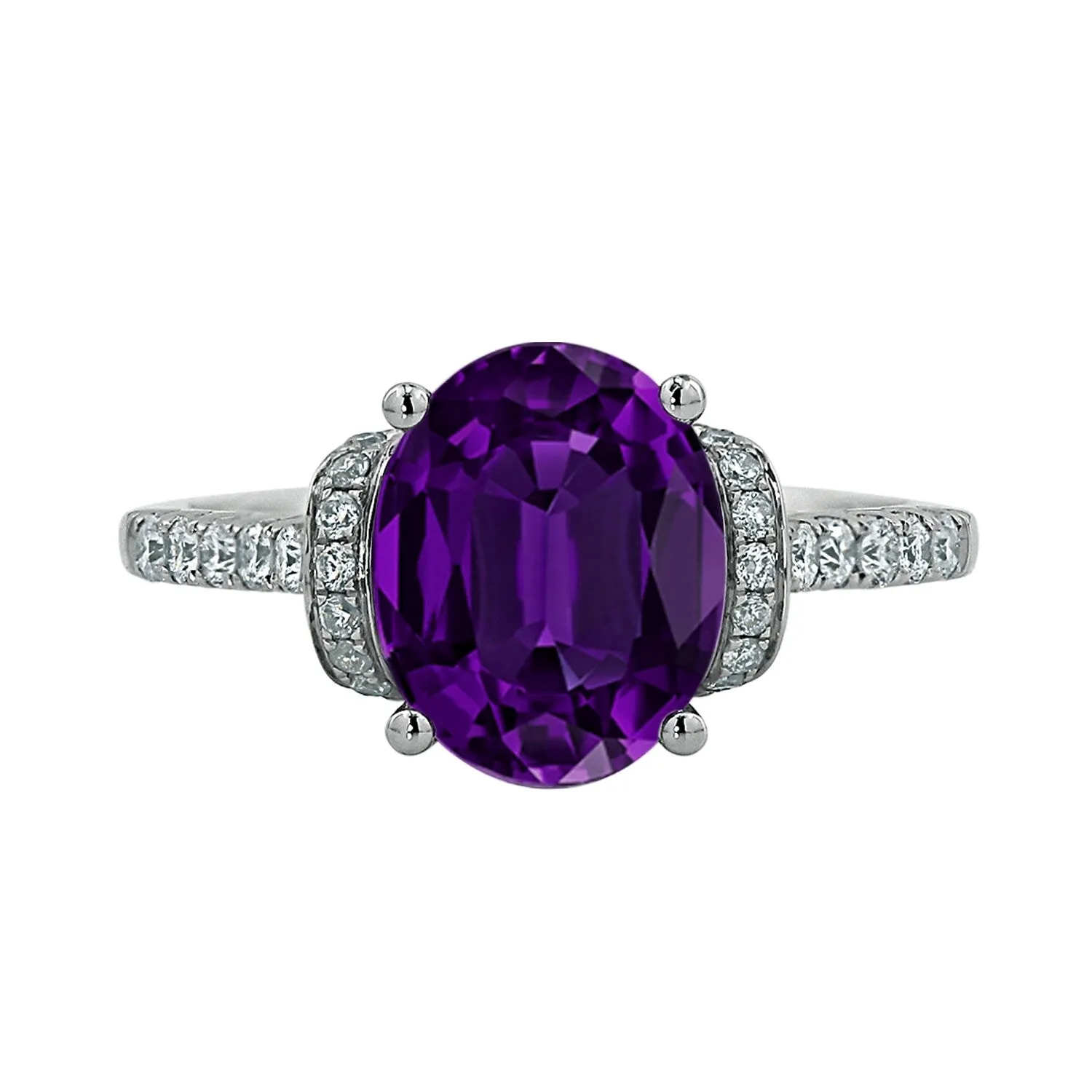 Auriya Modern 1 3/8ct Oval Purple Amethyst and Diamond Engagement Ring 3/8cttw 14k Gold sold by Zulily product image thumbnail 2