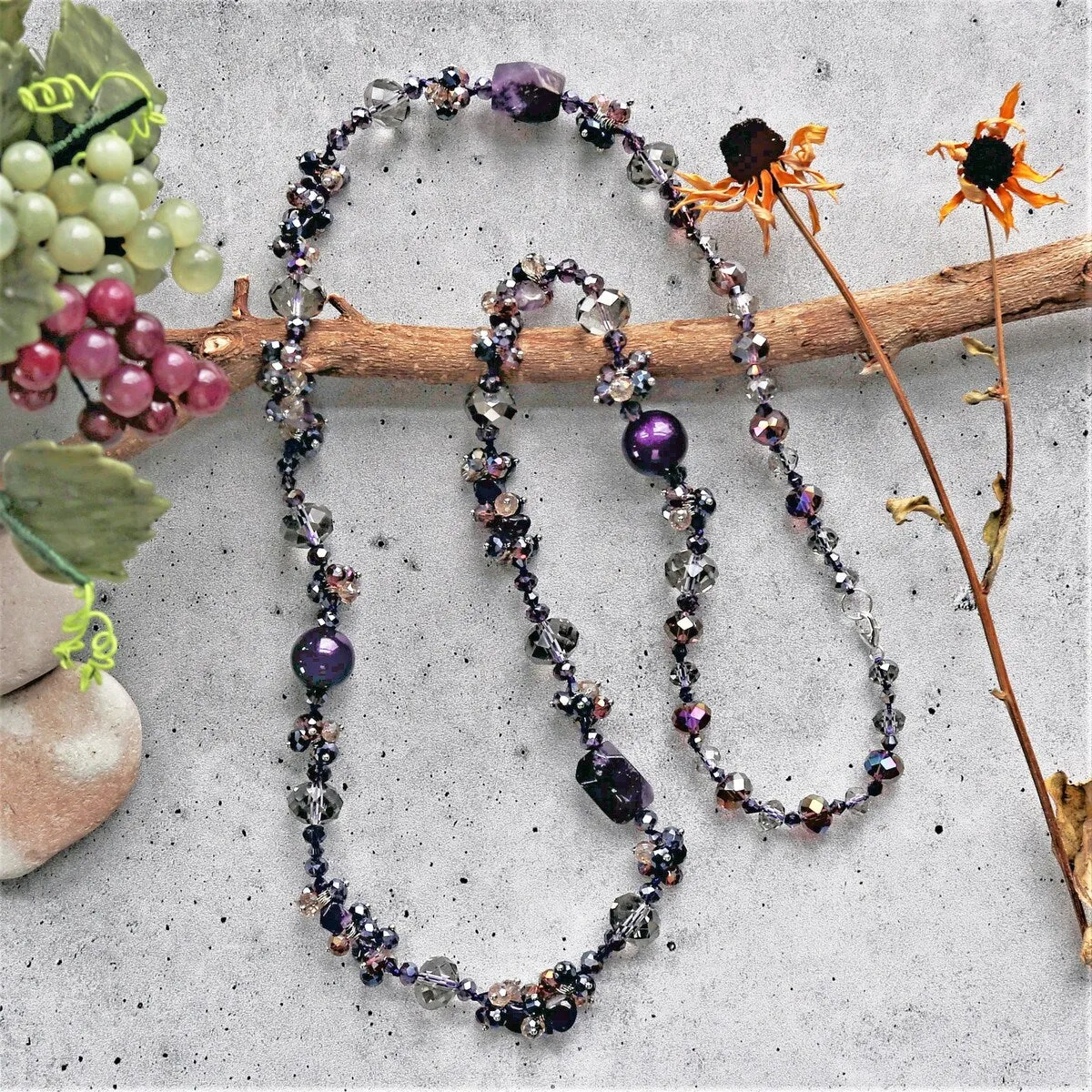 Amethyst & Crystal Long Necklace sold by Zulily