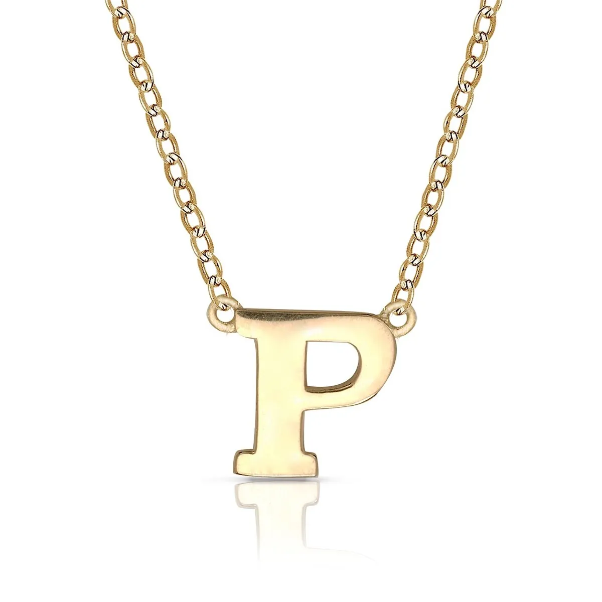 Curata 14k Yellow Gold 16" 6mm Delicate Polished Block Initial Pendant Necklace sold by Zulily