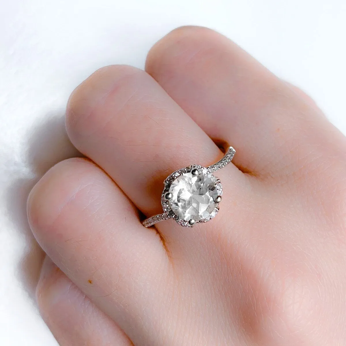 Green Amethyst and 1/10ct TDW Diamond Floral Halo Ring in 14k Rose Gold by Miadora - Purple sold by Zulily product image thumbnail 3