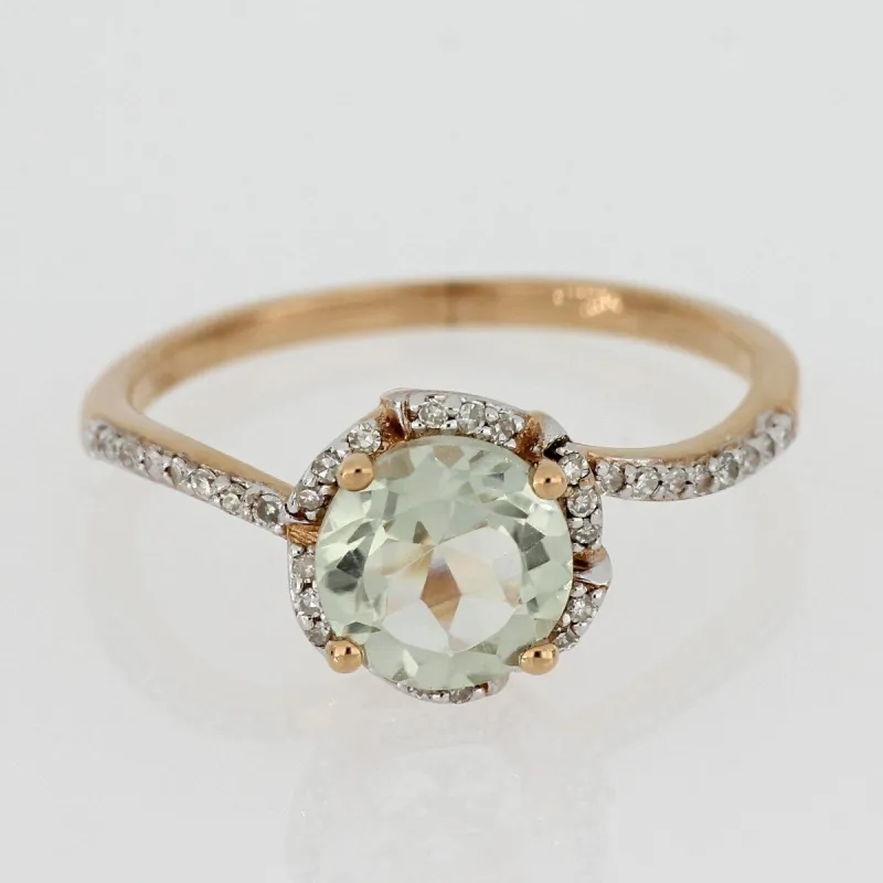 Green Amethyst and 1/10ct TDW Diamond Floral Halo Ring in 14k Rose Gold by Miadora - Purple sold by Zulily