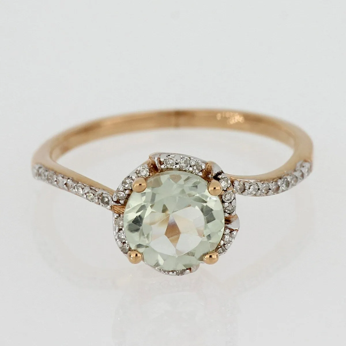 Green Amethyst and 1/10ct TDW Diamond Floral Halo Ring in 14k Rose Gold by Miadora - Purple sold by Zulily