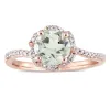 Green Amethyst and 1/10ct TDW Diamond Floral Halo Ring in 14k Rose Gold by Miadora - Purple sold by Zulily