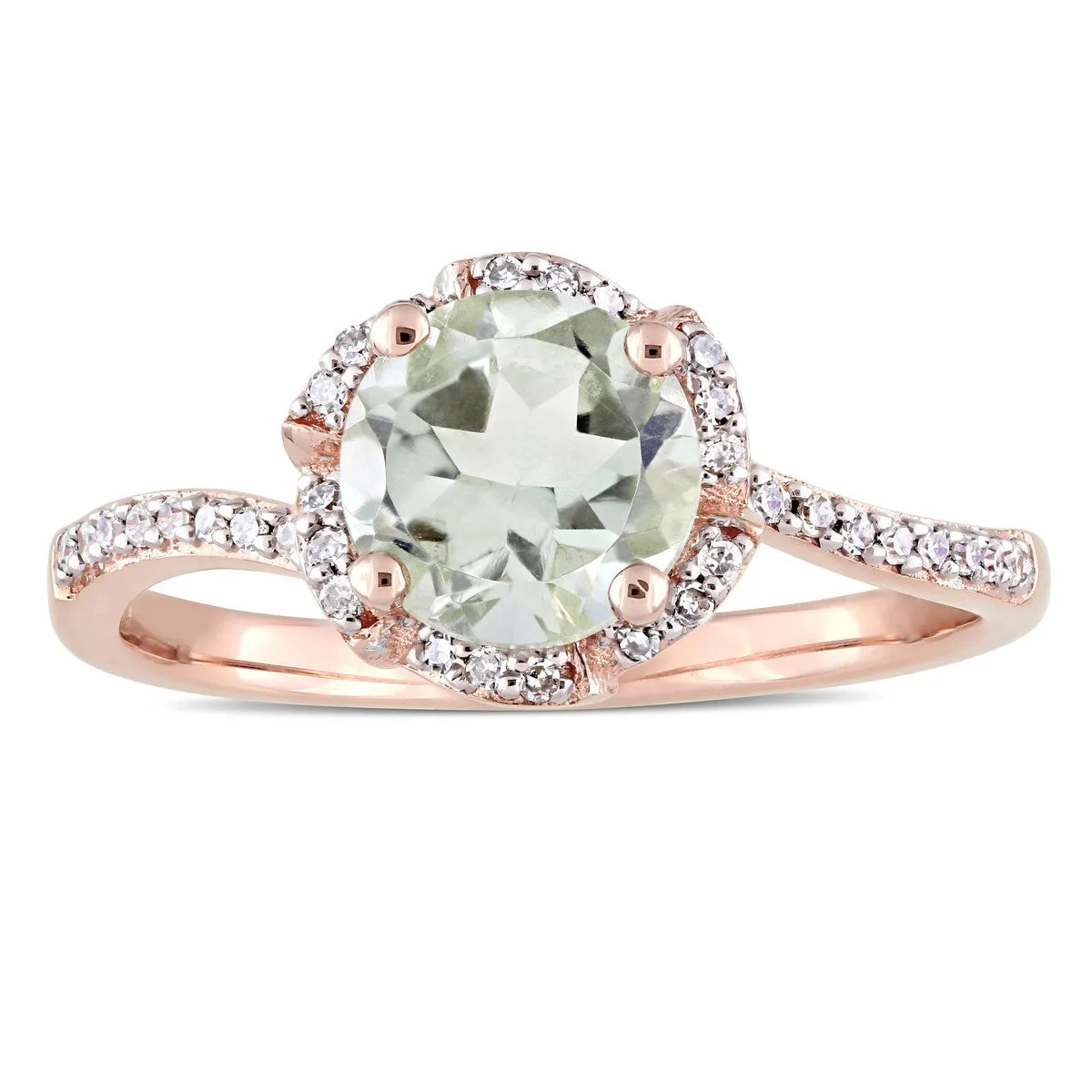 Green Amethyst and 1/10ct TDW Diamond Floral Halo Ring in 14k Rose Gold by Miadora - Purple sold by Zulily product image thumbnail 5