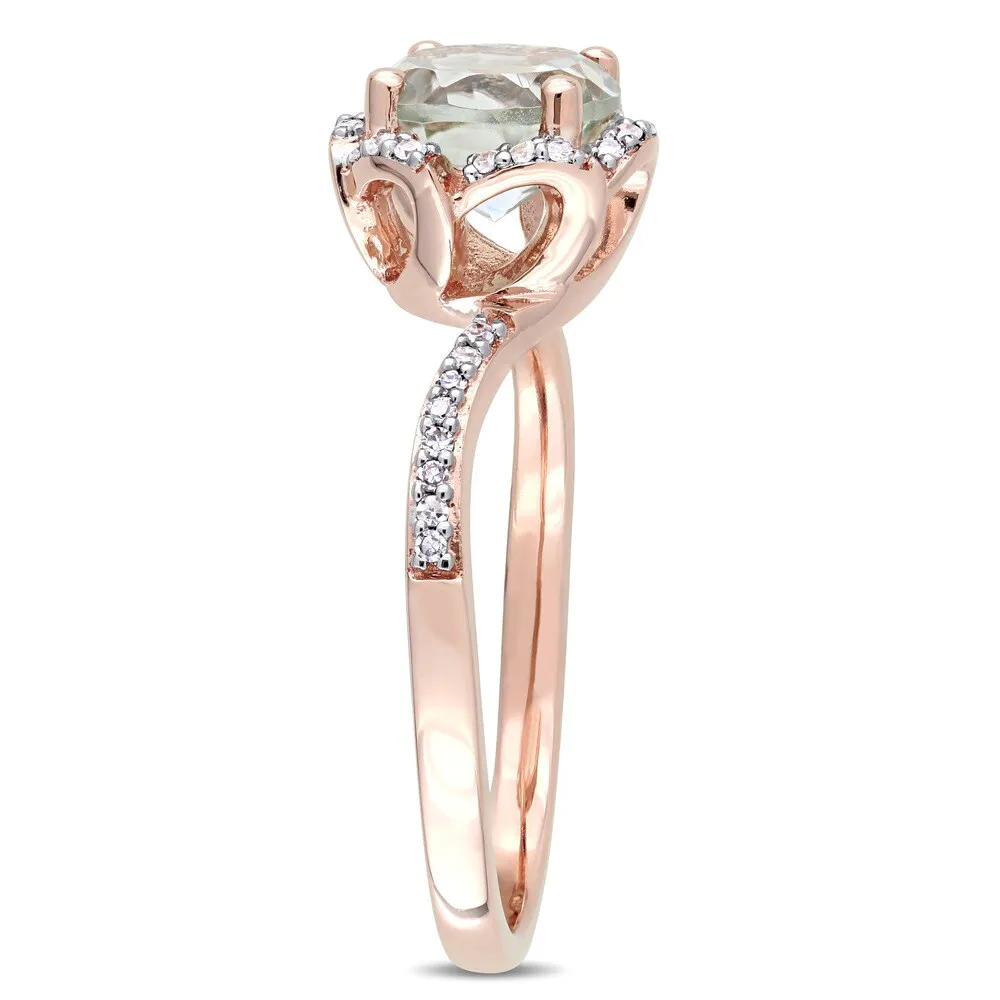 Green Amethyst and 1/10ct TDW Diamond Floral Halo Ring in 14k Rose Gold by Miadora - Purple sold by Zulily product image thumbnail 4