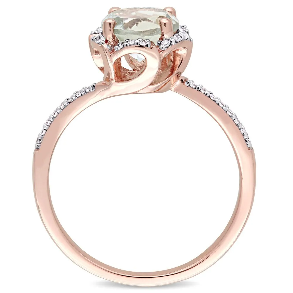 Green Amethyst and 1/10ct TDW Diamond Floral Halo Ring in 14k Rose Gold by Miadora - Purple sold by Zulily product image thumbnail 2