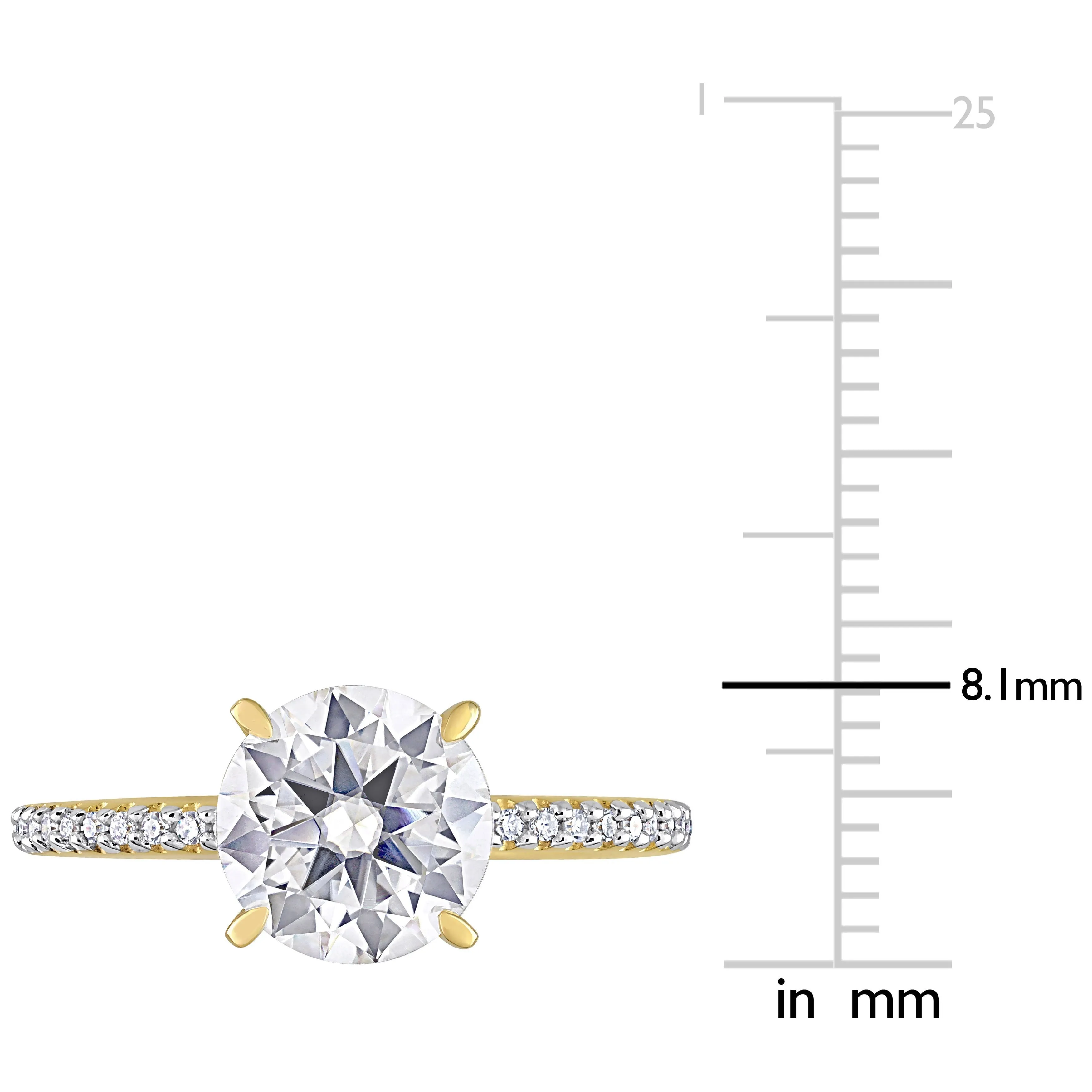 Miadora 1 4/5ct DEW Created Moissanite and 1/10ct TDW Diamond Engagement Ring in 14k Yellow Gold sold by Zulily product image thumbnail 3