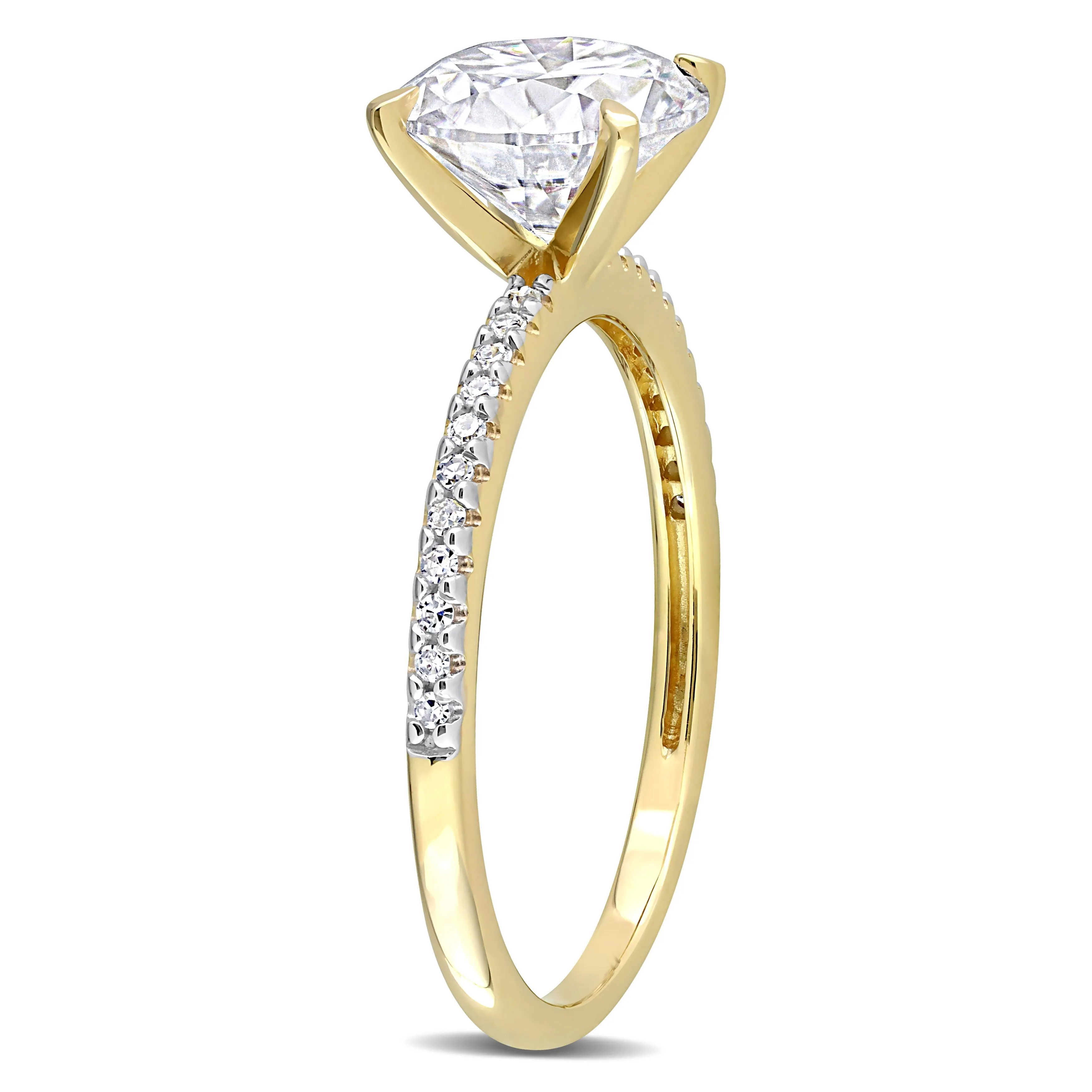 Miadora 1 4/5ct DEW Created Moissanite and 1/10ct TDW Diamond Engagement Ring in 14k Yellow Gold sold by Zulily product image thumbnail 2