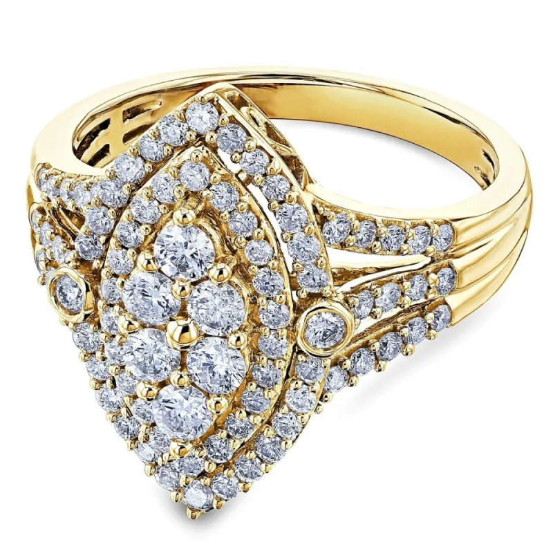 Annello by Kobelli 10k Yellow Gold 1 Carat TW Marquise Cluster Split Shank Diamond Ring sold by Zulily