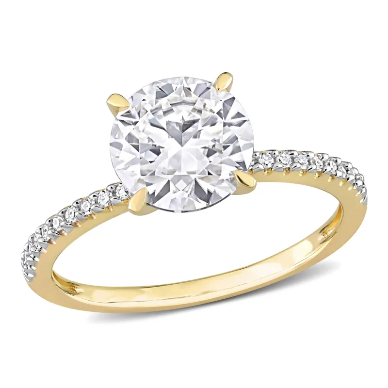Miadora 1 4/5ct DEW Created Moissanite and 1/10ct TDW Diamond Engagement Ring in 14k Yellow Gold sold by Zulily
