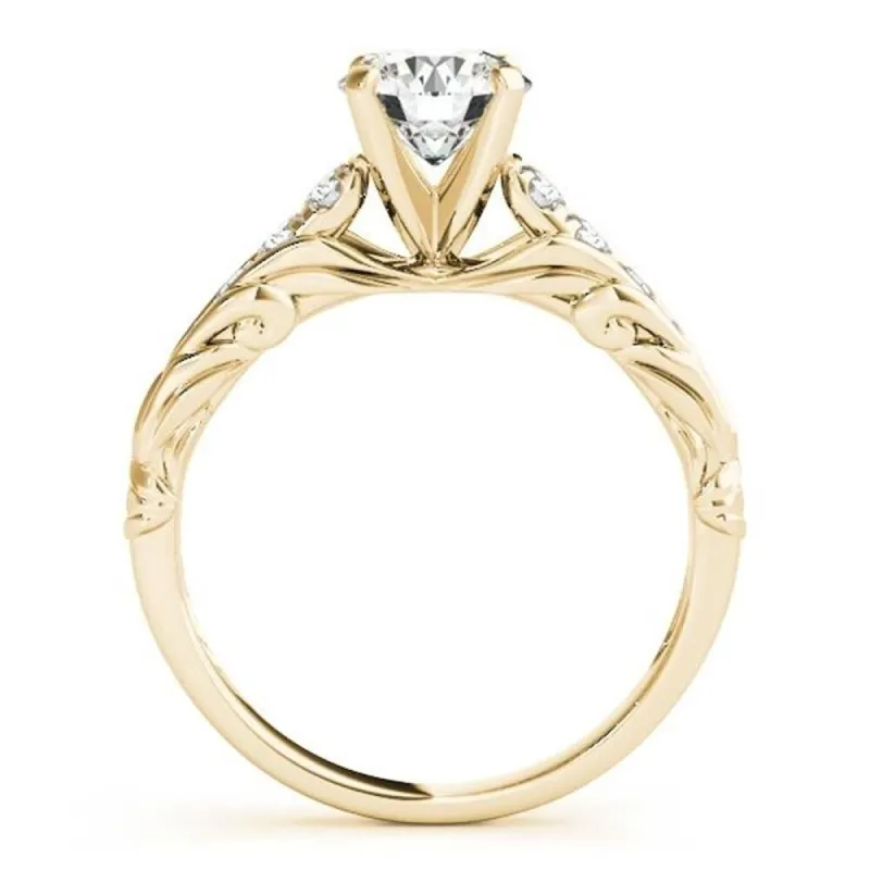 Auriya 14k Gold Unique Vintage 3ct Moissanite and 1/6ctw Diamond Engagement Ring sold by Zulily