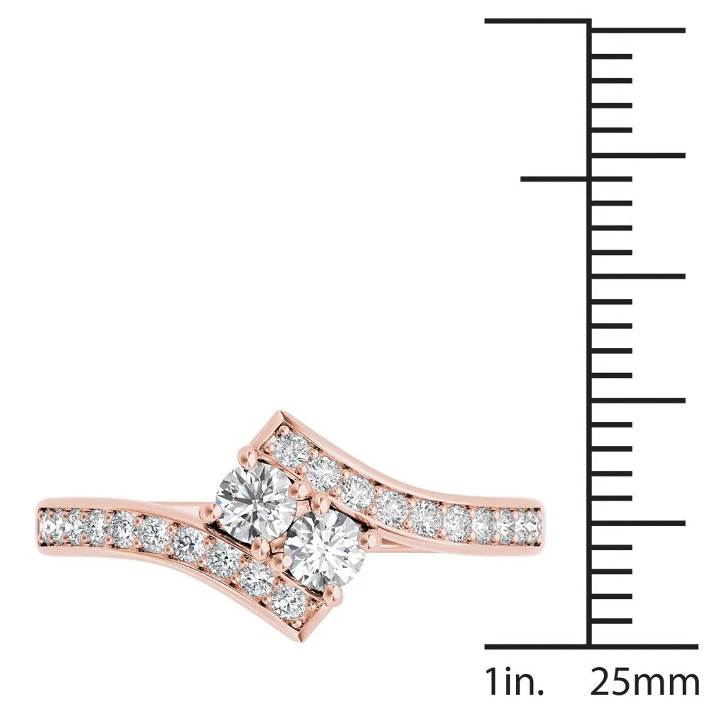 De Couer 14k Rose Gold 3/4ct TDW Diamond Two-Stone Ring - Pink sold by Zulily product image thumbnail 4