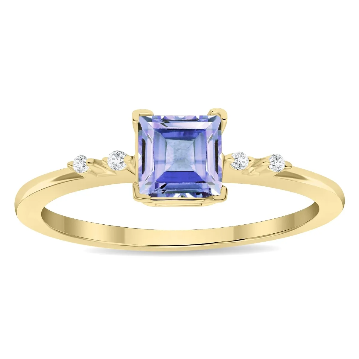Women's Square Shaped Tanzanite and Diamond Sparkle Ring in 10K Yellow Gold sold by Zulily