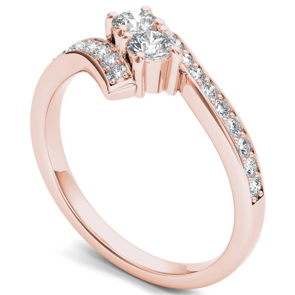 De Couer 14k Rose Gold 3/4ct TDW Diamond Two-Stone Ring - Pink sold by Zulily product image thumbnail 2
