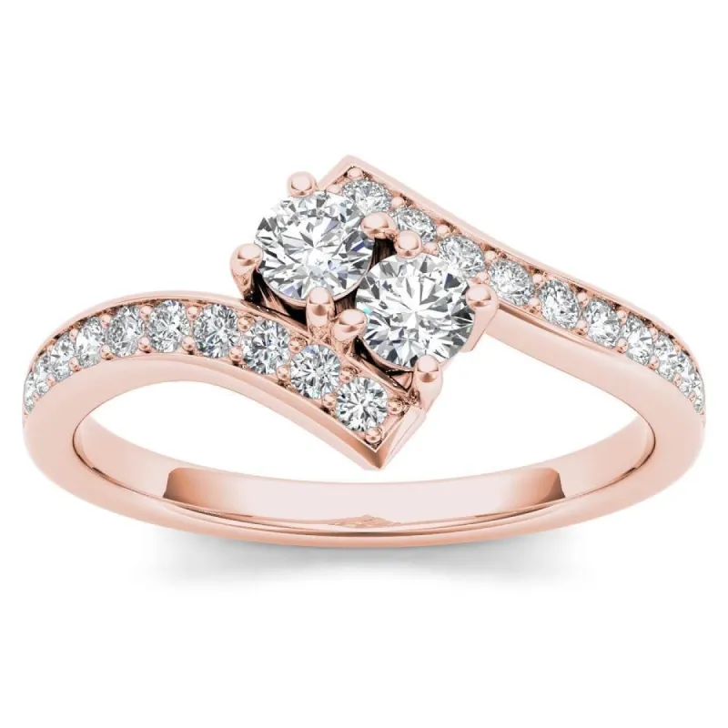 De Couer 14k Rose Gold 3/4ct TDW Diamond Two-Stone Ring - Pink sold by Zulily