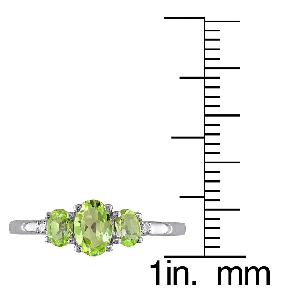 Miadora 10k White Gold Peridot and Diamond 3-stone Ring - Green sold by Zulily product image thumbnail 5