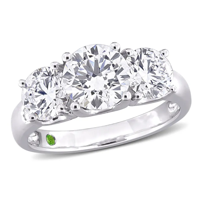 Created Forever 3ct TDW Lab-Grown Diamond and Tsavorite Accent 3-Stone Ring in 14k White Gold sold by Zulily