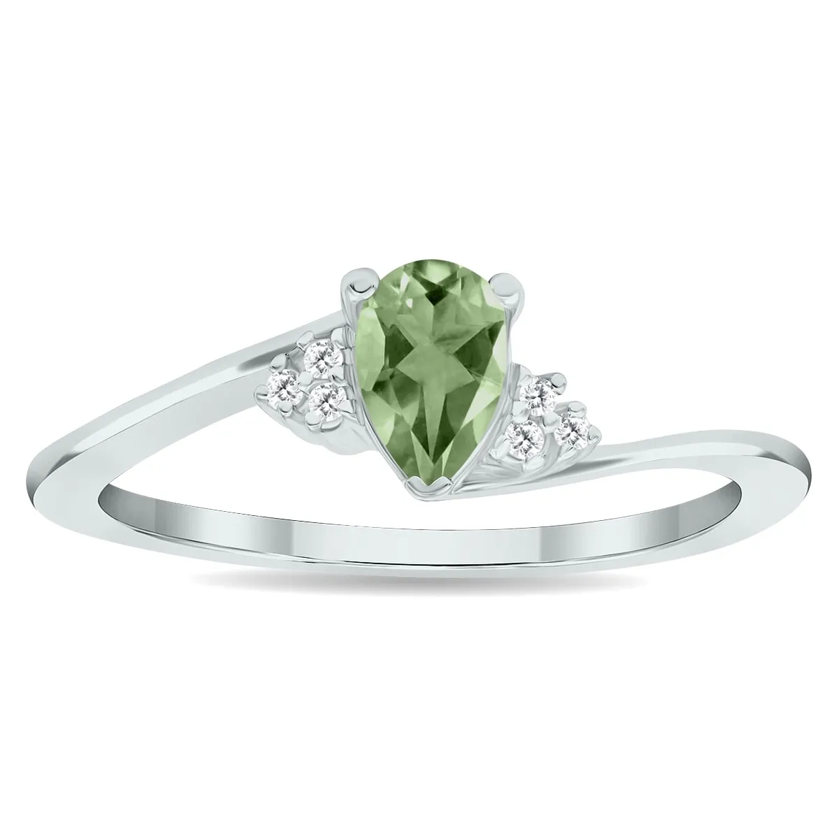 Women's Green Amethyst and Diamond Tierra Ring in 10K White Gold sold by Zulily