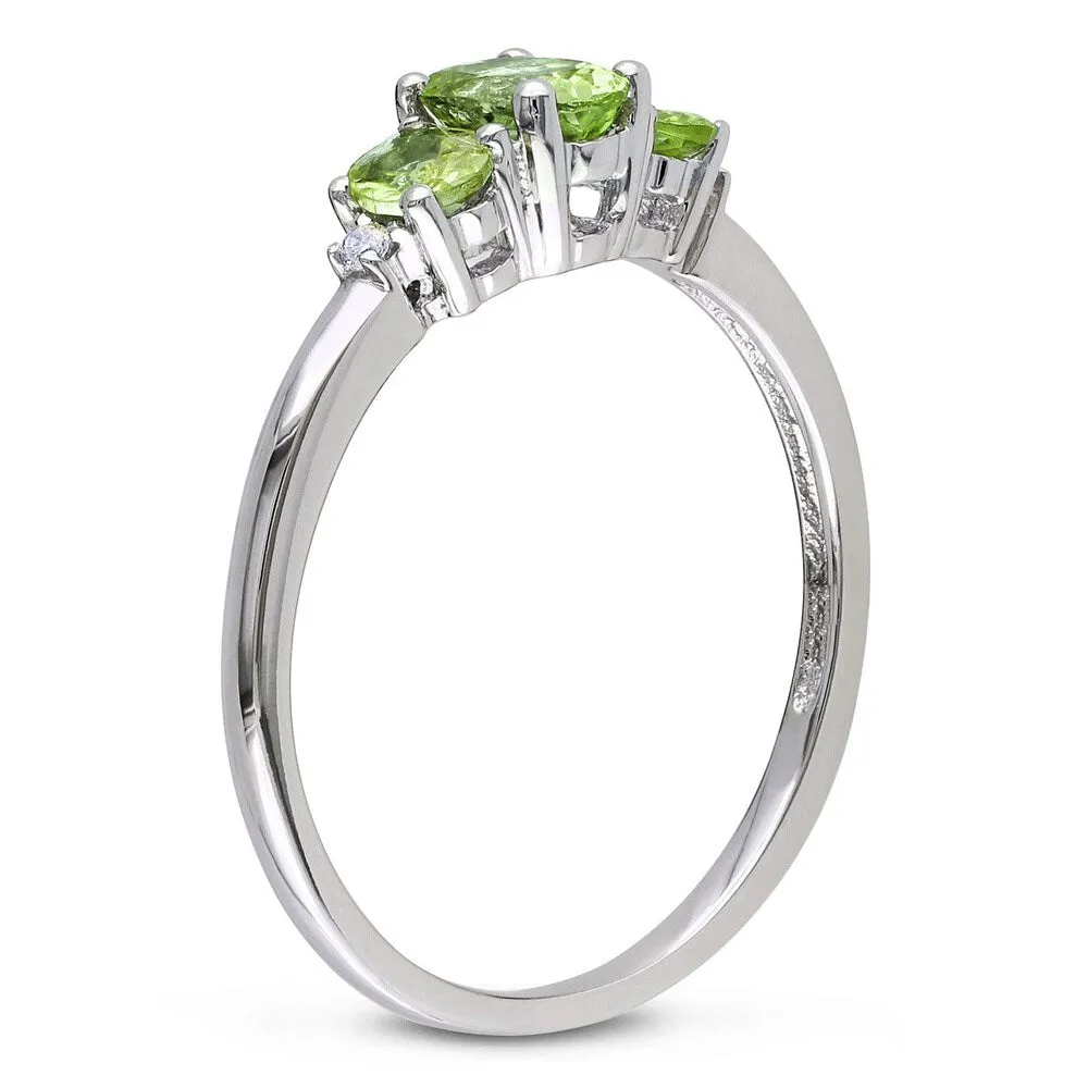 Miadora 10k White Gold Peridot and Diamond 3-stone Ring - Green sold by Zulily product image thumbnail 4