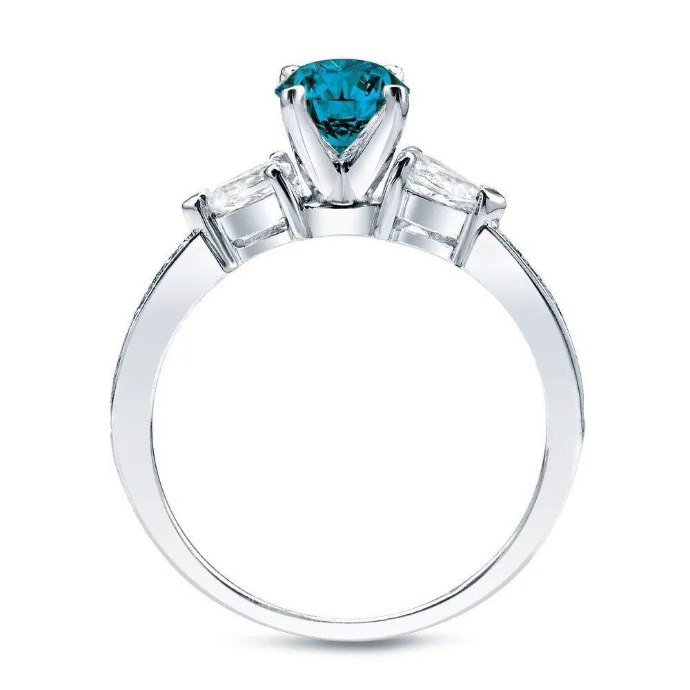 Auriya 14k Gold 1ctw Blue Diamond 3-stone Engagement Ring Set sold by Zulily product image thumbnail 4