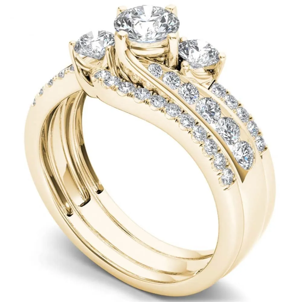 De Couer 14k Yellow Gold 1 1/4ct TDW Diamond Bypass Bridal Ring Set sold by Zulily product image thumbnail 2
