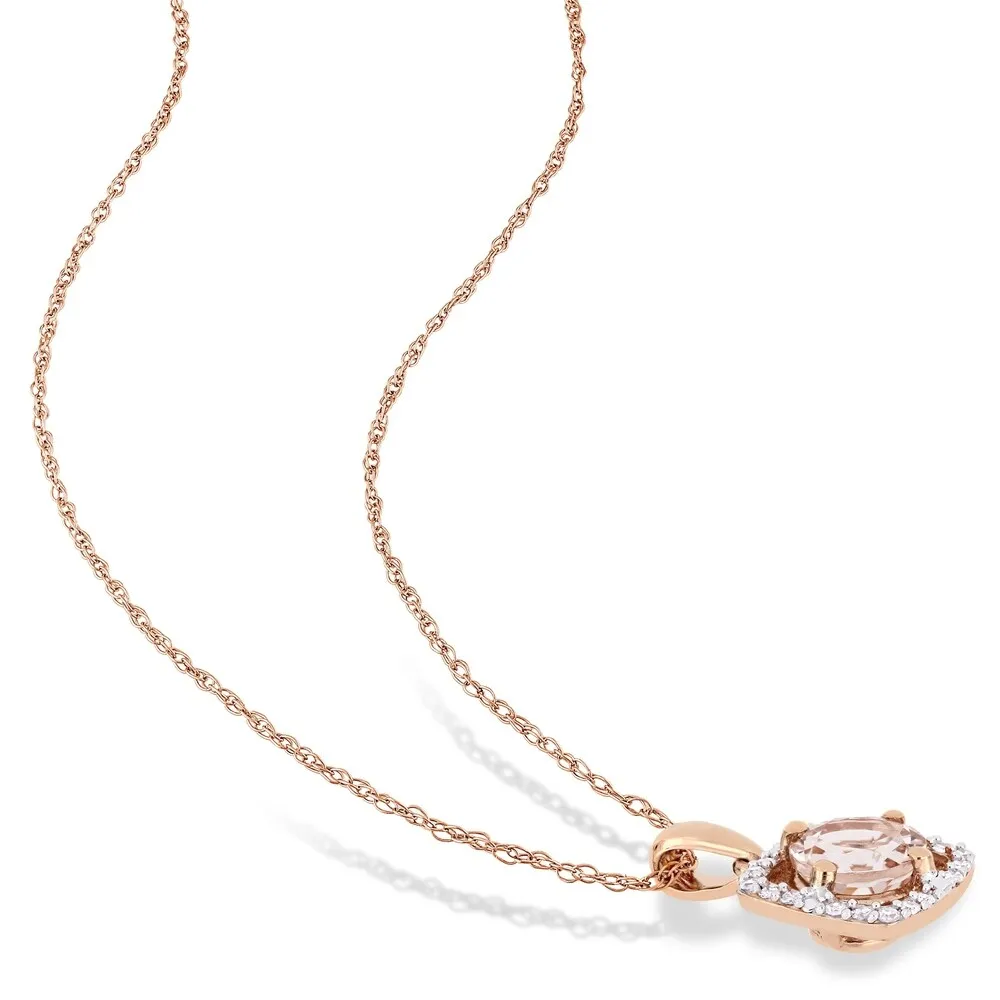 Miadora 10k Rose Gold Morganite and 1/3ct TDW Diamond Floating Halo Jewelry Set sold by Zulily product image thumbnail 3
