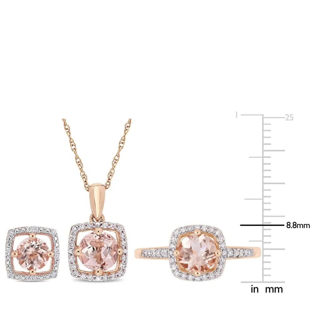 Miadora 10k Rose Gold Morganite and 1/3ct TDW Diamond Floating Halo Jewelry Set sold by Zulily product image thumbnail 4