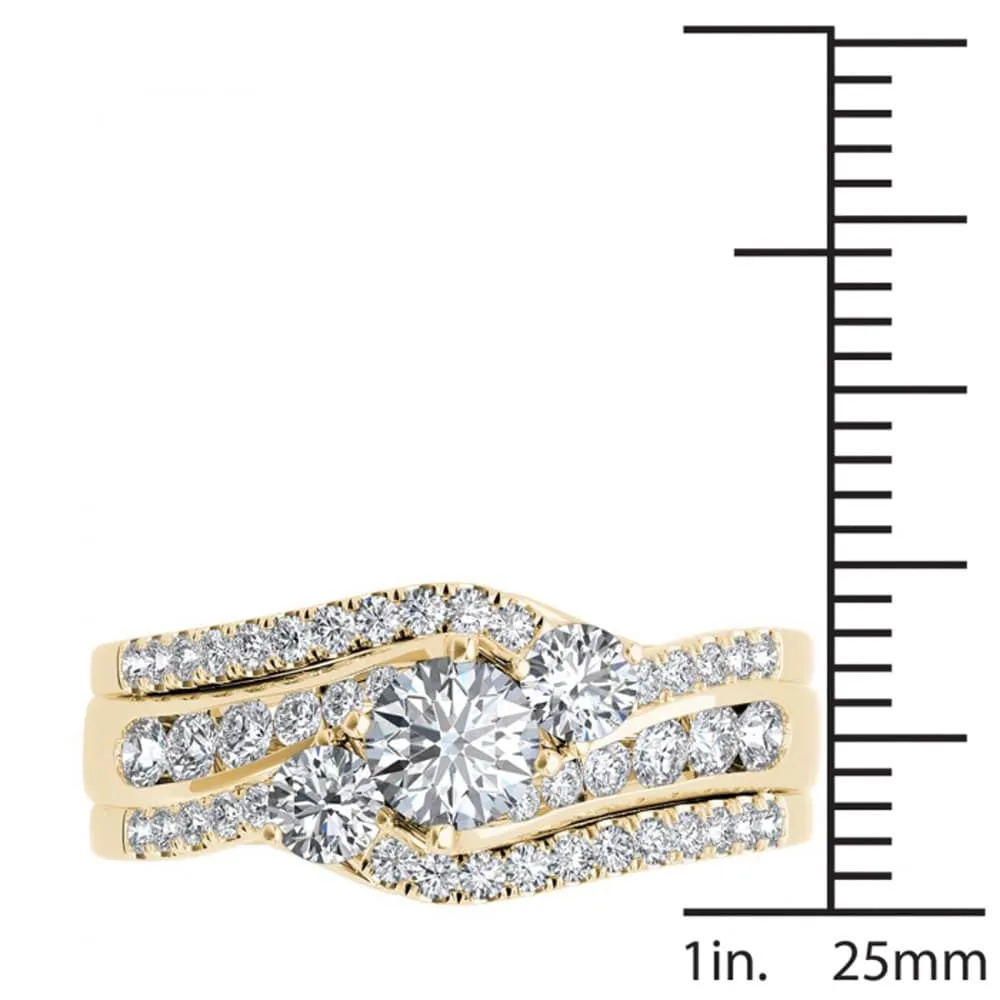 De Couer 14k Yellow Gold 1 1/4ct TDW Diamond Bypass Bridal Ring Set sold by Zulily product image thumbnail 4
