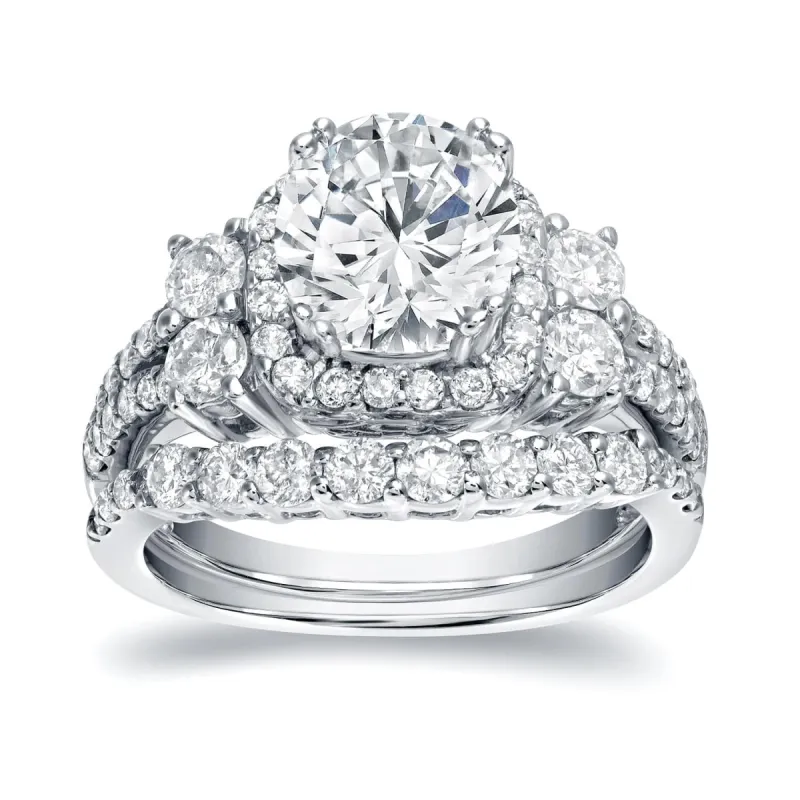 Auriya Platinum 2 1/3ctw Halo Diamond Engagement Ring Set Certified sold by Zulily