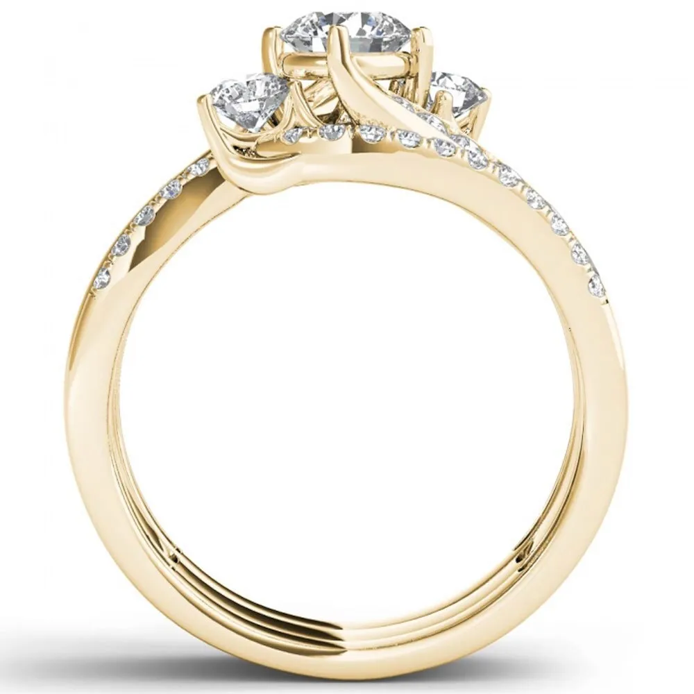 De Couer 14k Yellow Gold 1 1/4ct TDW Diamond Bypass Bridal Ring Set sold by Zulily product image thumbnail 3