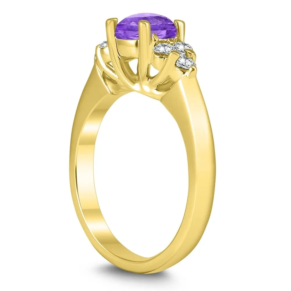 6MM Amethyst and Diamond Cynthia Ring in 10K Yellow Gold sold by Zulily product image thumbnail 2