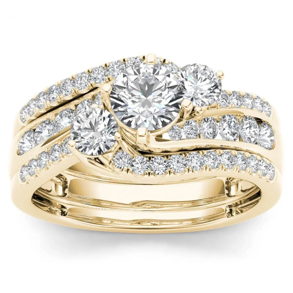 De Couer 14k Yellow Gold 1 1/4ct TDW Diamond Bypass Bridal Ring Set sold by Zulily