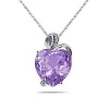 3 1/2 Carat Natural Febrauary Birthstone Amethyst and Diamond Heart Pendant in 14K White Gold sold by Zulily