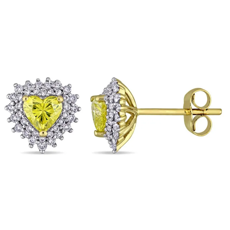 Miadora Signature Collection 14k Yellow Gold 1ct TDW Diamond Heart Halo Stud Earrings sold by Zulily