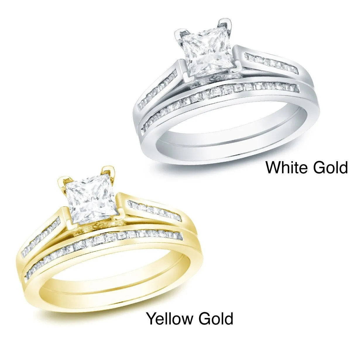 Auriya 14k Gold 1 1/2ctw Modern Princess-cut Diamond Engagement Ring Set Certified sold by Zulily product image thumbnail 5