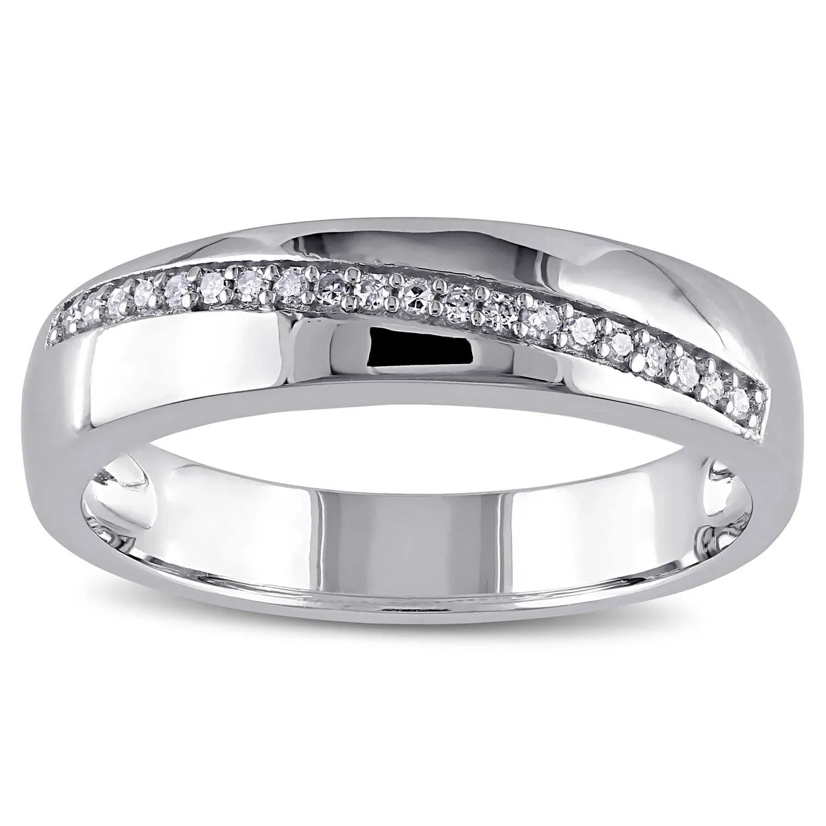 Miadora Men's Sterling Silver 1/10ct TDW Diamond Wedding Band sold by Zulily product image thumbnail 3