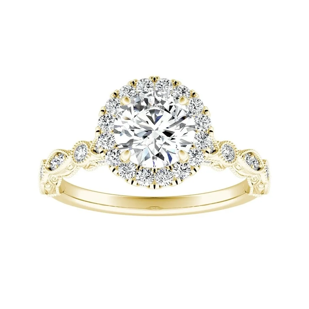 Auriya 14k Gold Vintage 3ct Moissanite Halo Diamond Engagement Ring 1/3ctw sold by Zulily product image thumbnail 2