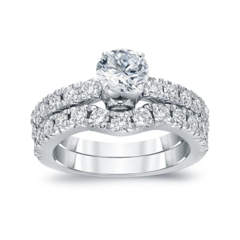 Auriya 14k Gold 14k White Gold 1 1/2ctw Round Diamond Engagement Ring Set sold by Zulily