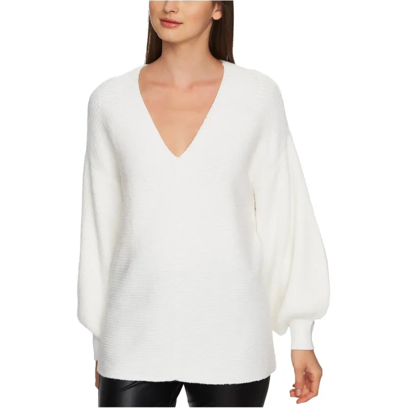 1.STATE Women's V Neck Bubble Sleeve Pullover Sweater White sold by Zulily