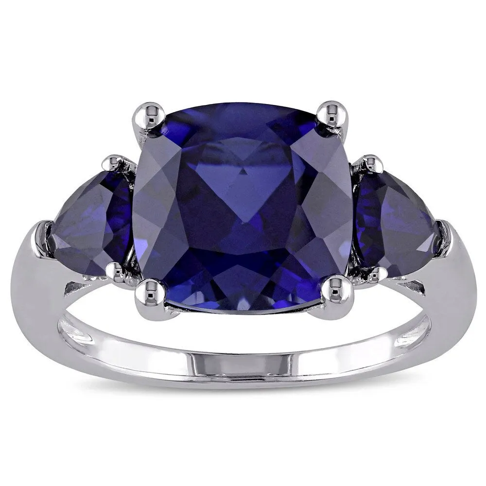 3-Stone Multi-Cut 7/10ct TGW Created Blue Sapphire Ring in Sterling Silver by Miadora sold by Zulily