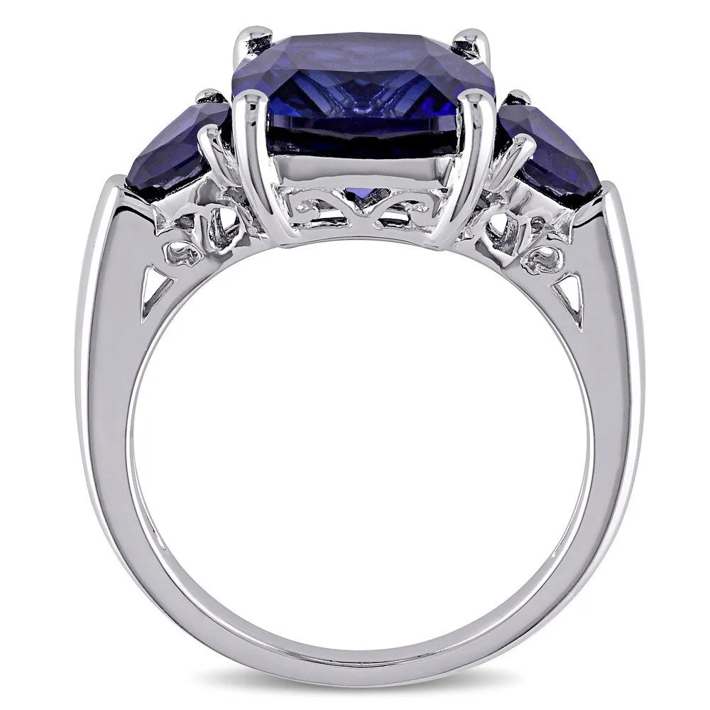 3-Stone Multi-Cut 7/10ct TGW Created Blue Sapphire Ring in Sterling Silver by Miadora sold by Zulily product image thumbnail 5