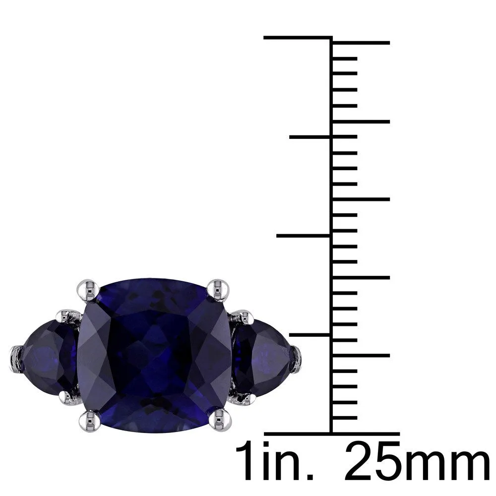 3-Stone Multi-Cut 7/10ct TGW Created Blue Sapphire Ring in Sterling Silver by Miadora sold by Zulily product image thumbnail 3