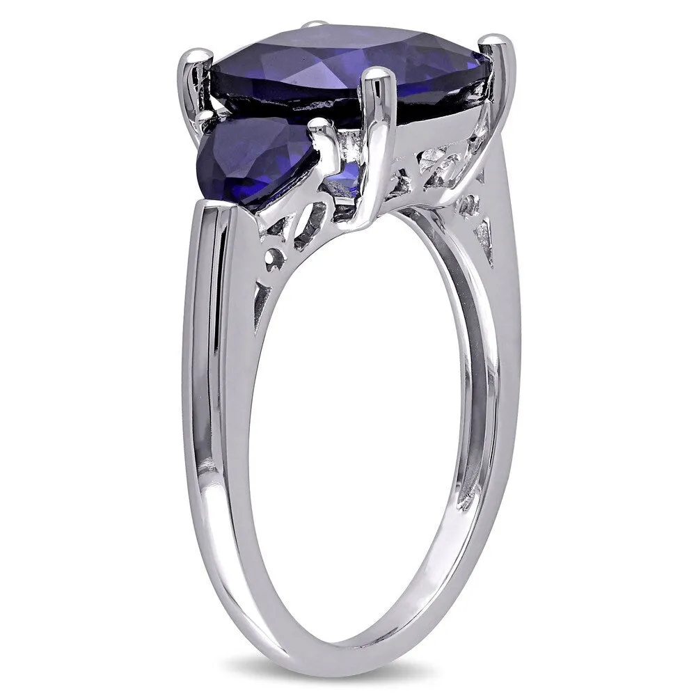 3-Stone Multi-Cut 7/10ct TGW Created Blue Sapphire Ring in Sterling Silver by Miadora sold by Zulily product image thumbnail 2