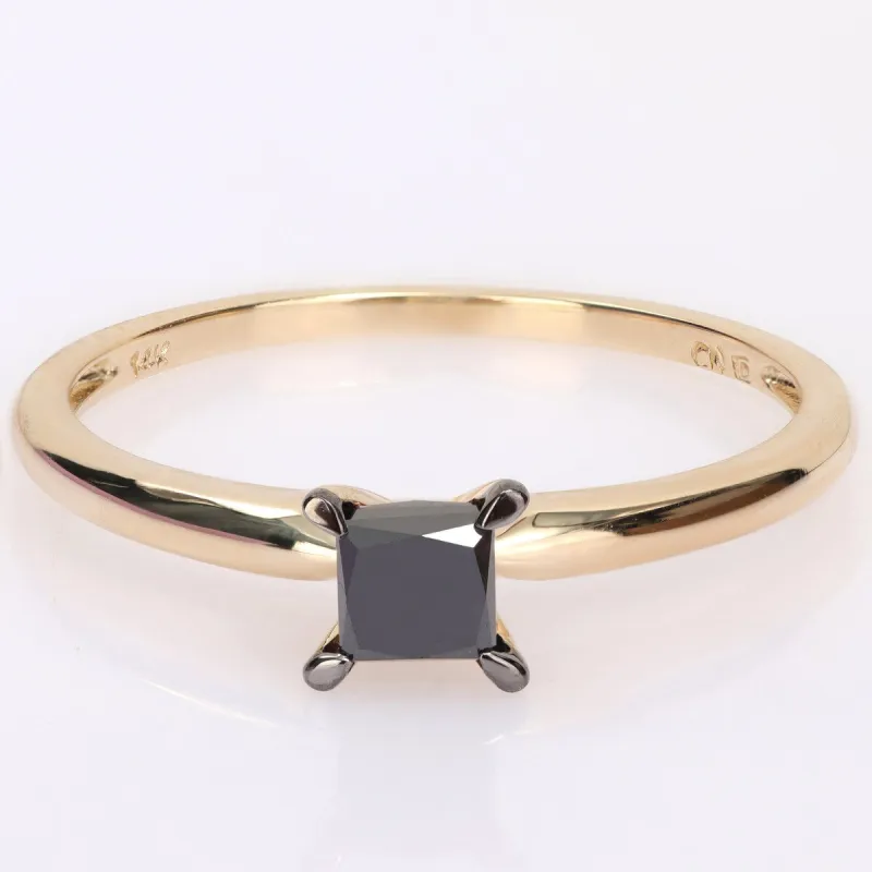 Miadora 1/2ct TDW Princess-cut Black Diamond Solitaire Engagement Ring in 14k Yellow Gold sold by Zulily